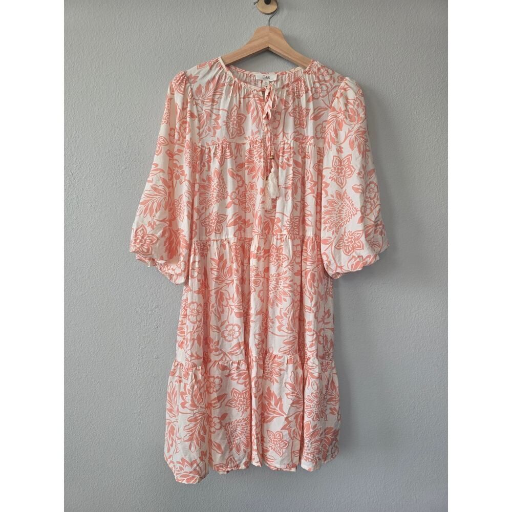 Oddi Los Angeles Floral Babydoll Mini Dress Pink White Boho Cottagecore Size M